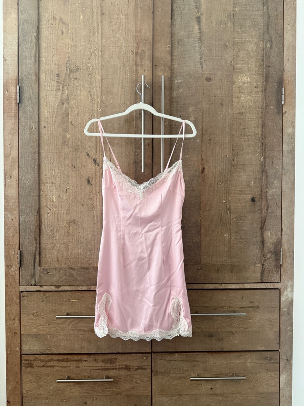 Lovers + Friends Blush Pink Lace-Trim Mini Slip Dress